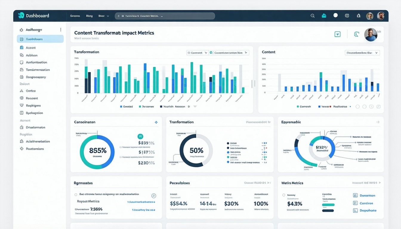 Executive dashboard showing content transformation impact metrics